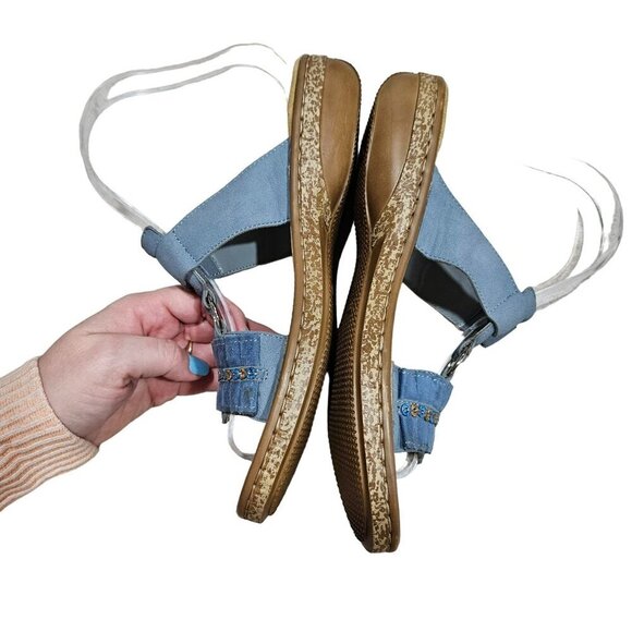 Rieker Womens Blue Embellished Open-Toe Sandals Slip On Boho Sequins Vacation 39 - Picture 8 of 12